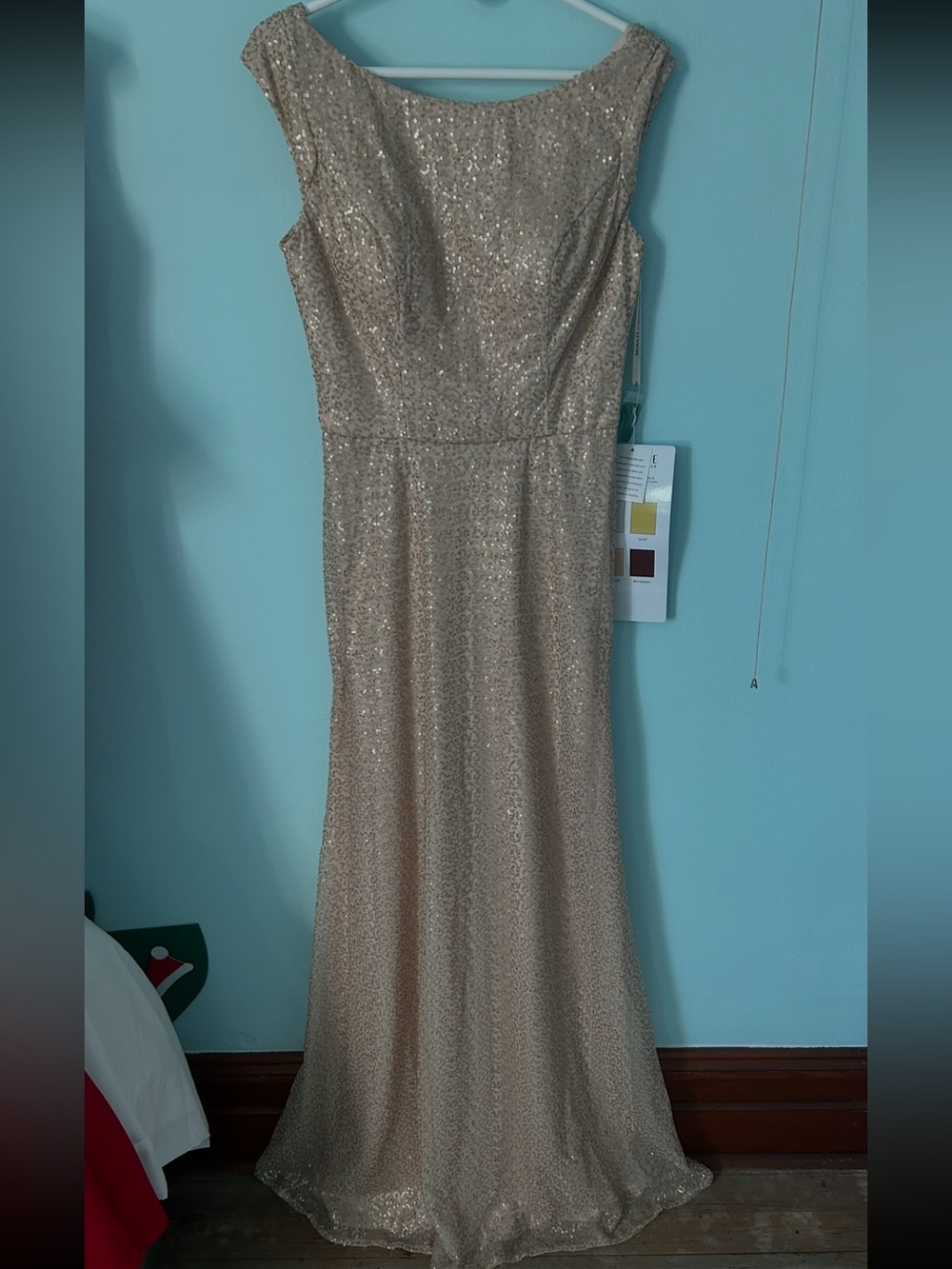 Mori Lee Sparkling Champagne Elegant Sequin Maxi Gown